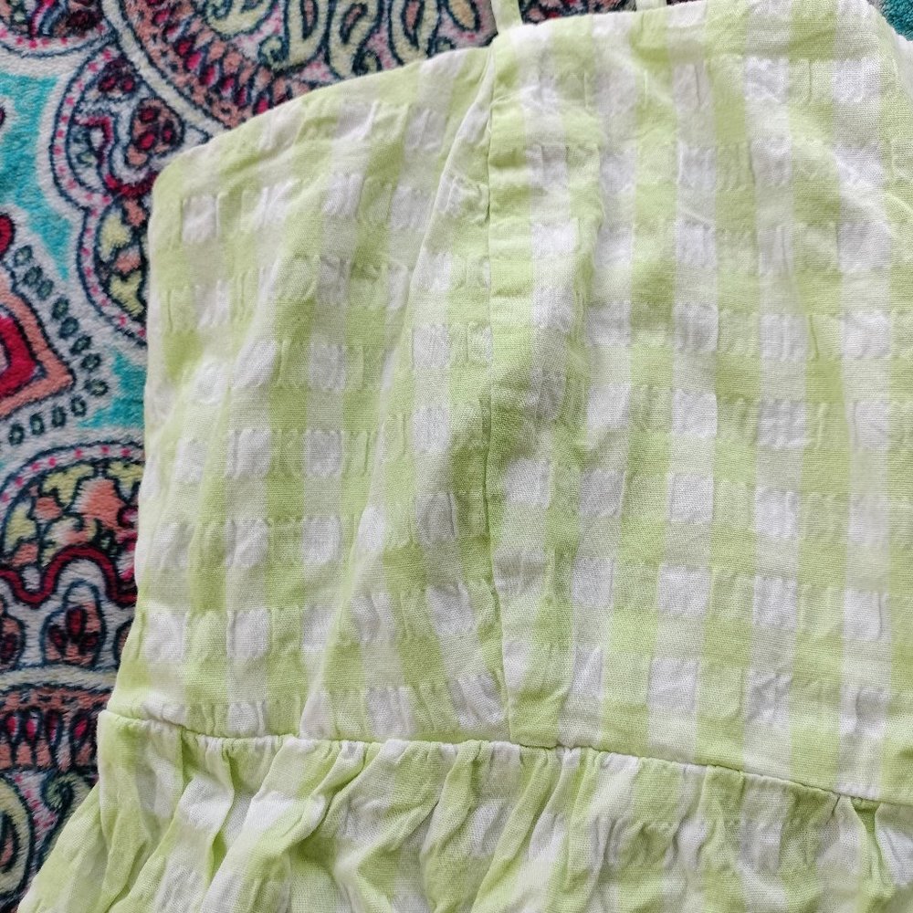 Wild Fable Green and White Gingham Tank Size Medium - Picture 2 of 4